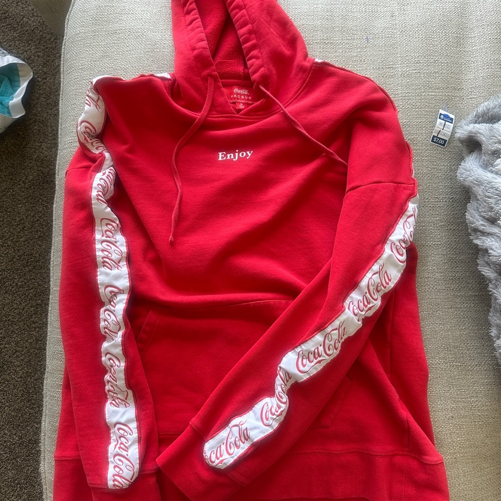 Pacsun and Coca Cola Red Women's Hoodie VTG